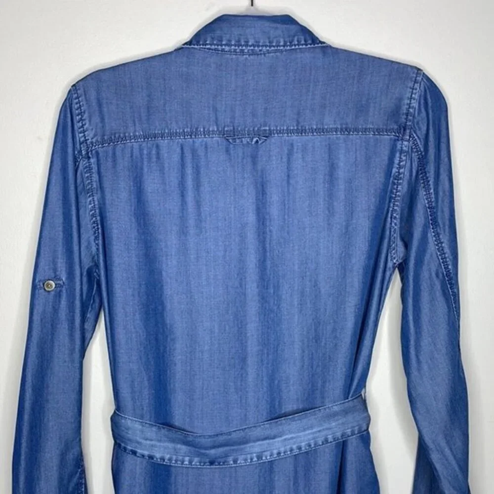 Velvet Heart Size S Anita Tencel Blue Chambray Button Down Casual Shirt Dress - Picture 9 of 12